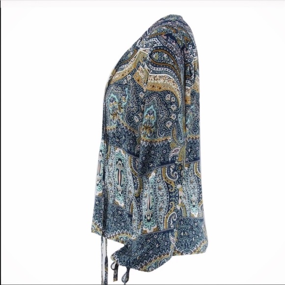 Sz XL Petite Long Sleeved Boho Paisley Blouse - Picture 6 of 6